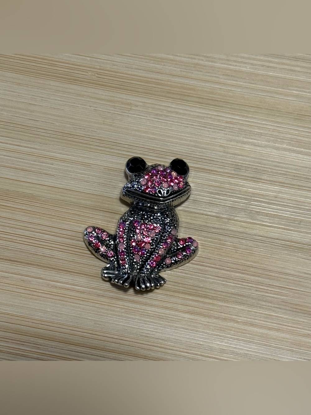 Pink Rhinestone Frog Brooch